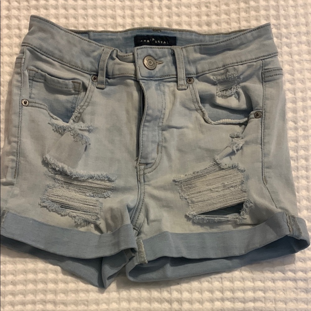 Aeropostale Blue Jean Shorts Distressed Style